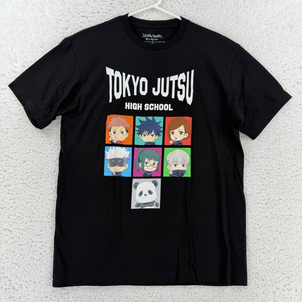 Jujutsu Kaisen Mens Medium Black Tokyo Jutsu High School Chibi T-Shirt Anime NWT